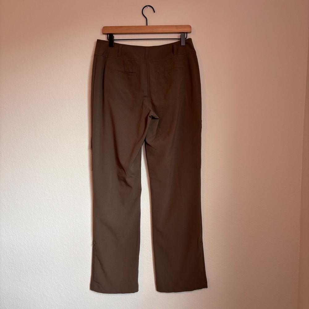 Chicos 0 Brown Cargo Straight Leg Pants Womens 4 Zipper Pockets Stretch Utility - Picture 2 of 7